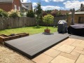 composite decking adjoining patio