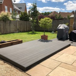 composite decking adjoining patio