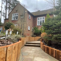 curved timber retaining wall softwood sleepers